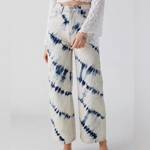 BDG Urban Outfitters Bleach Tie Dye High Blue White Wide Jeans NEW - Sz 26